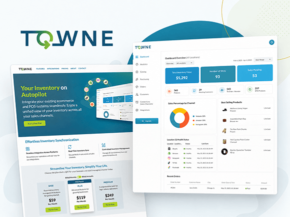 Towne inventory dashboard and marketing site thumbnail